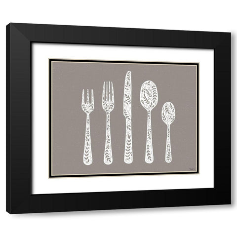 Utensils Black Modern Wood Framed Art Print with Double Matting by Louise, Gigi