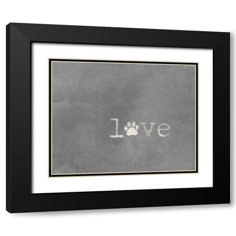 Love Paw Print Black Modern Wood Framed Art Print with Double Matting by Louise, Gigi
