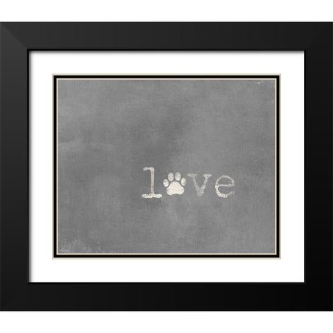 Love Paw Print Black Modern Wood Framed Art Print with Double Matting by Louise, Gigi