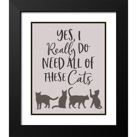 These Cats Black Modern Wood Framed Art Print with Double Matting by Louise, Gigi