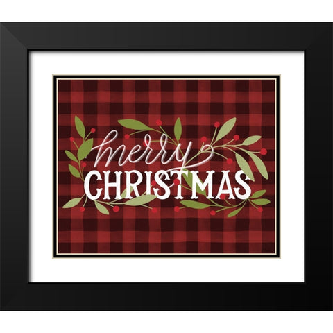 Christmas Plaid Black Modern Wood Framed Art Print with Double Matting by Louise, Gigi