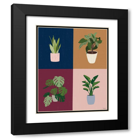 Four Plants Black Modern Wood Framed Art Print with Double Matting by Louise, Gigi