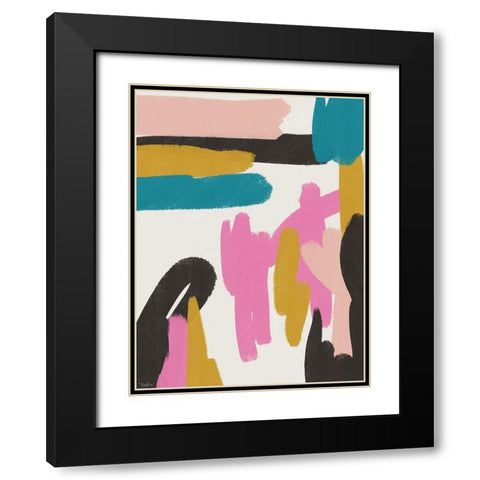 Pink Abstract Black Modern Wood Framed Art Print with Double Matting by Louise, Gigi