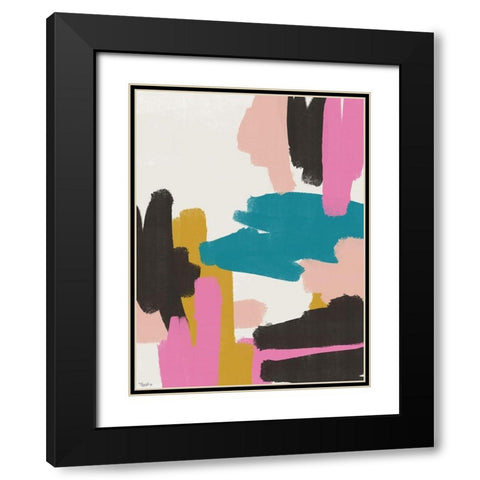 Pink Abstract 2 Black Modern Wood Framed Art Print with Double Matting by Louise, Gigi