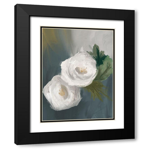 White Painted Flowers Black Modern Wood Framed Art Print with Double Matting by Louise, Gigi