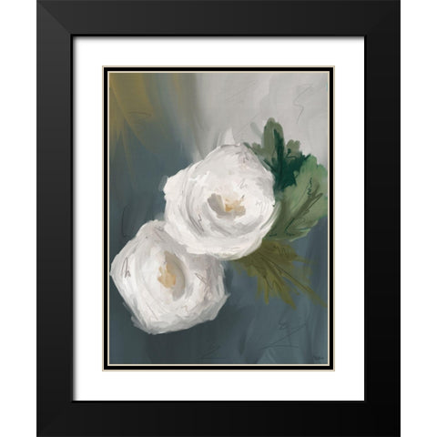 White Painted Flowers Black Modern Wood Framed Art Print with Double Matting by Louise, Gigi