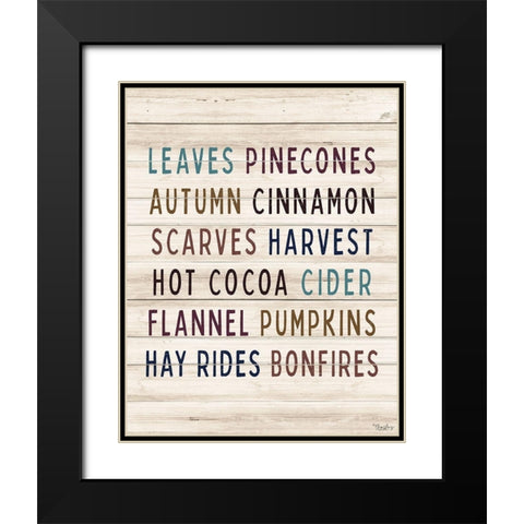 Autumn Words Black Modern Wood Framed Art Print with Double Matting by Louise, Gigi