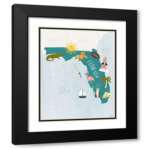 Florida Icons Black Modern Wood Framed Art Print with Double Matting by Louise, Gigi