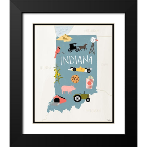 Indiana Icons Black Modern Wood Framed Art Print with Double Matting by Louise, Gigi