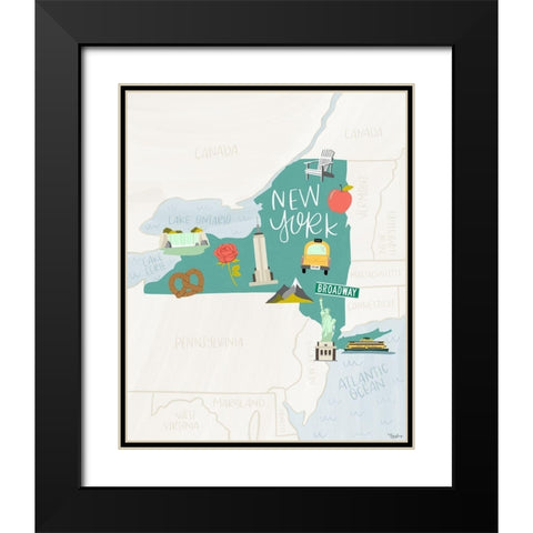 New York Icons Teal Black Modern Wood Framed Art Print with Double Matting by Louise, Gigi