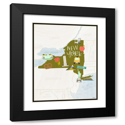 New York Icons Black Modern Wood Framed Art Print with Double Matting by Louise, Gigi