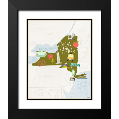New York Icons Black Modern Wood Framed Art Print with Double Matting by Louise, Gigi