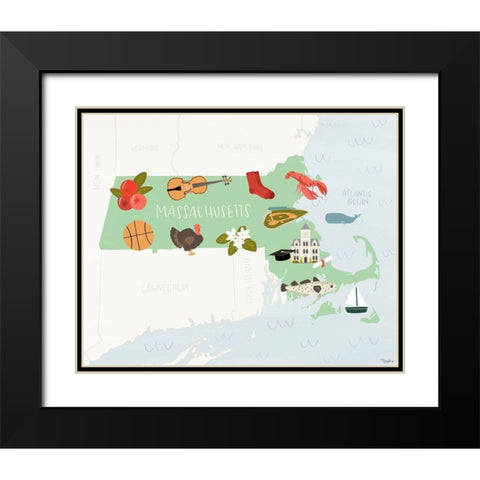 Massachusetts Icons Black Modern Wood Framed Art Print with Double Matting by Louise, Gigi