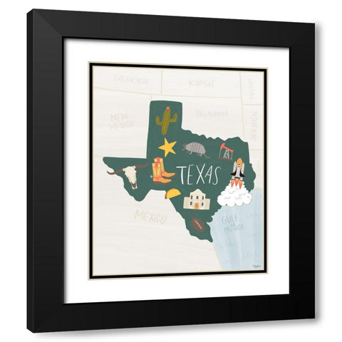 Texas Icons 2 Black Modern Wood Framed Art Print with Double Matting by Louise, Gigi