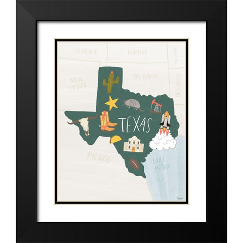 Texas Icons 2 Black Modern Wood Framed Art Print with Double Matting by Louise, Gigi