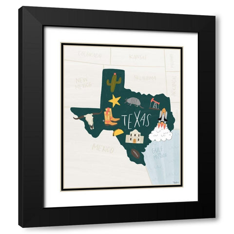 Texas Icons Black Modern Wood Framed Art Print with Double Matting by Louise, Gigi
