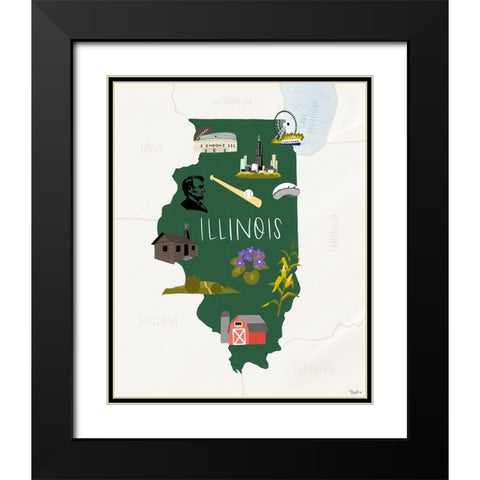 Illinois Icons Black Modern Wood Framed Art Print with Double Matting by Louise, Gigi