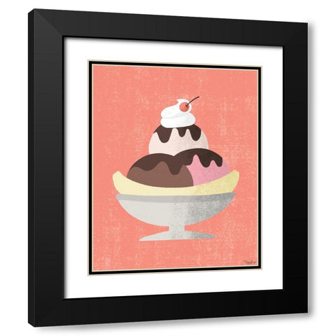 Banana Split Black Modern Wood Framed Art Print with Double Matting by Louise, Gigi