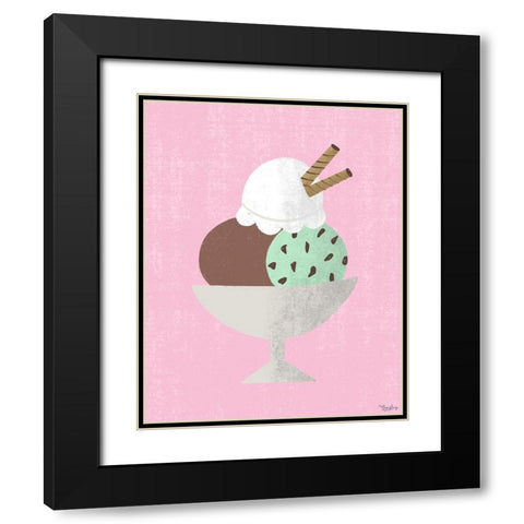 Three Scoop Sundae Black Modern Wood Framed Art Print with Double Matting by Louise, Gigi