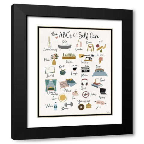 ABC Self Care Black Modern Wood Framed Art Print with Double Matting by Louise, Gigi