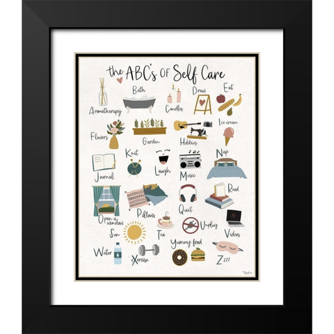 ABC Self Care Black Modern Wood Framed Art Print with Double Matting by Louise, Gigi