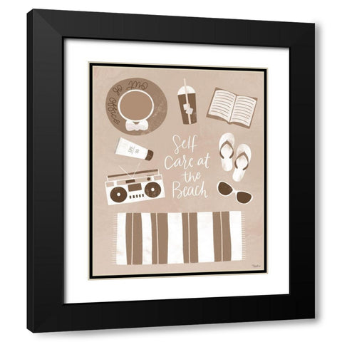 Self Care Beach Black Modern Wood Framed Art Print with Double Matting by Louise, Gigi