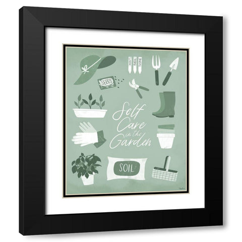 Self Care Garden Black Modern Wood Framed Art Print with Double Matting by Louise, Gigi
