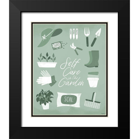 Self Care Garden Black Modern Wood Framed Art Print with Double Matting by Louise, Gigi