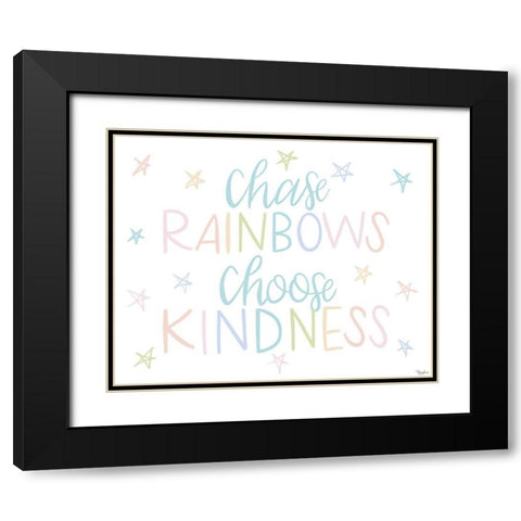 Chase Rainbows Pastel Black Modern Wood Framed Art Print with Double Matting by Louise, Gigi