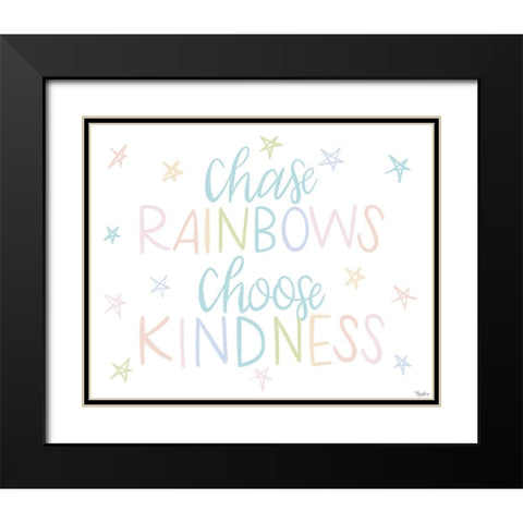 Chase Rainbows Pastel Black Modern Wood Framed Art Print with Double Matting by Louise, Gigi