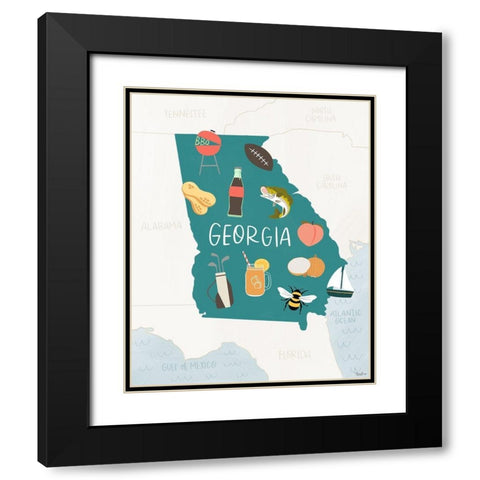 Georgia Pride Black Modern Wood Framed Art Print with Double Matting by Louise, Gigi