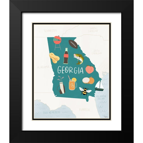 Georgia Pride Black Modern Wood Framed Art Print with Double Matting by Louise, Gigi