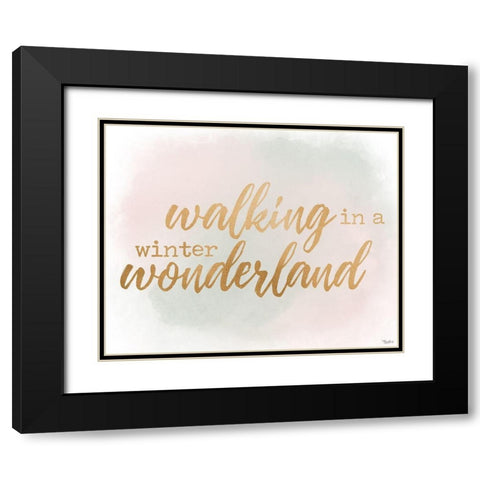 Winter Wonderland Gold Watercolor Black Modern Wood Framed Art Print with Double Matting by Louise, Gigi
