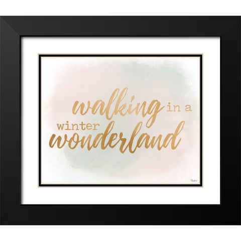 Winter Wonderland Gold Watercolor Black Modern Wood Framed Art Print with Double Matting by Louise, Gigi
