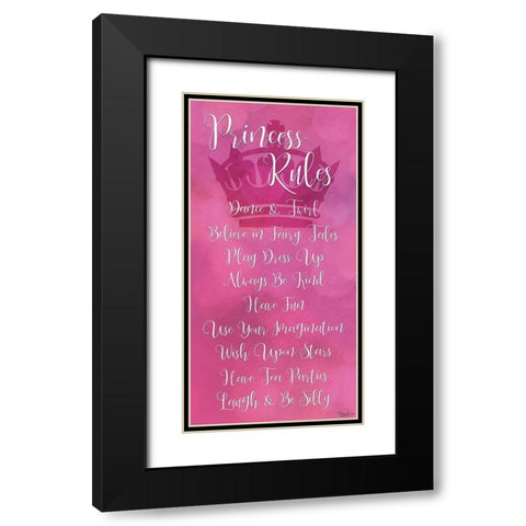 Princess Rules Script Black Modern Wood Framed Art Print with Double Matting by Louise, Gigi