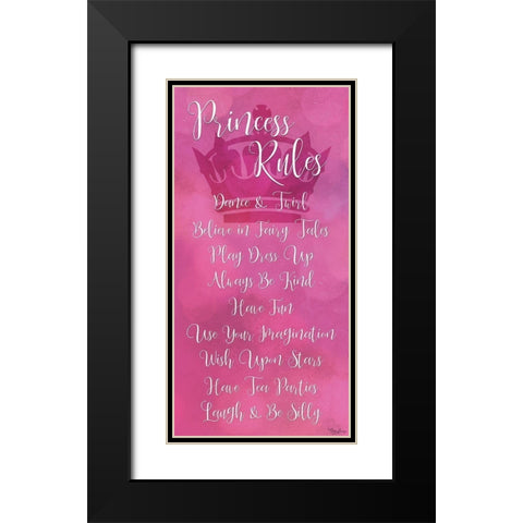 Princess Rules Script Black Modern Wood Framed Art Print with Double Matting by Louise, Gigi