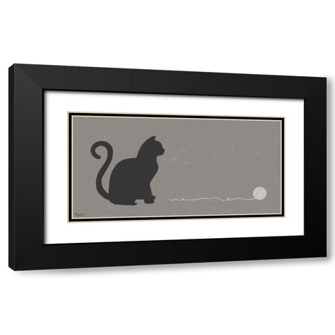 Cat Yarn Black Modern Wood Framed Art Print with Double Matting by Louise, Gigi