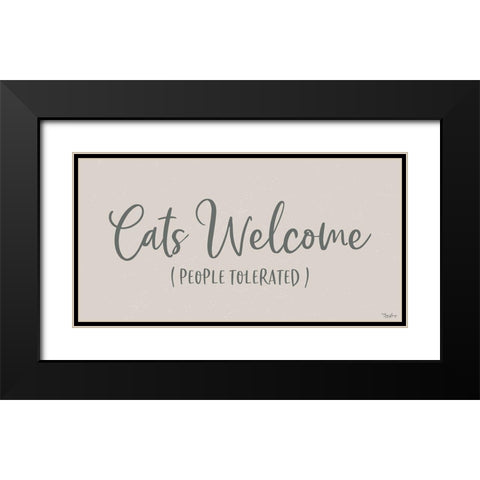 Cats Welcome Black Modern Wood Framed Art Print with Double Matting by Louise, Gigi