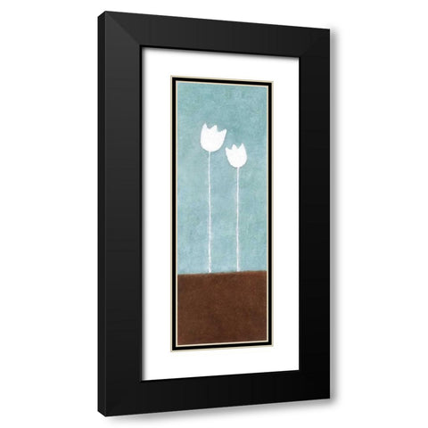 2 Tulips Black Modern Wood Framed Art Print with Double Matting by Emery, Kristin