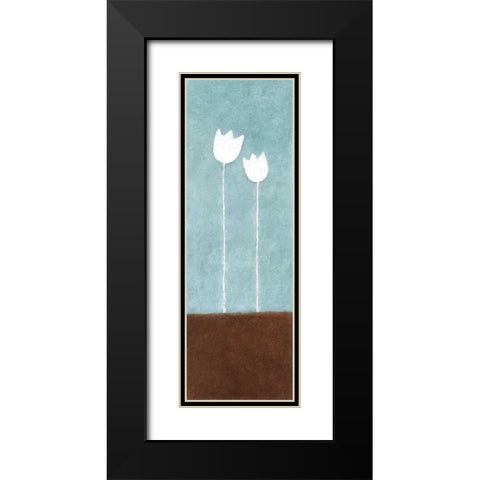 2 Tulips Black Modern Wood Framed Art Print with Double Matting by Emery, Kristin