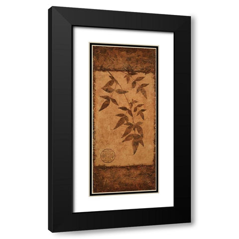 Vertical Leaves II Black Modern Wood Framed Art Print with Double Matting by Emery, Kristin