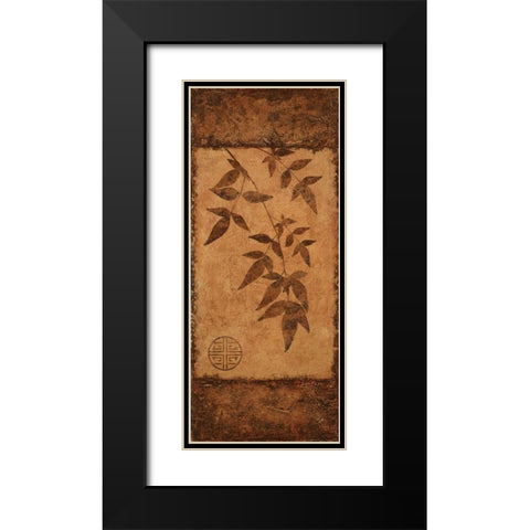 Vertical Leaves II Black Modern Wood Framed Art Print with Double Matting by Emery, Kristin