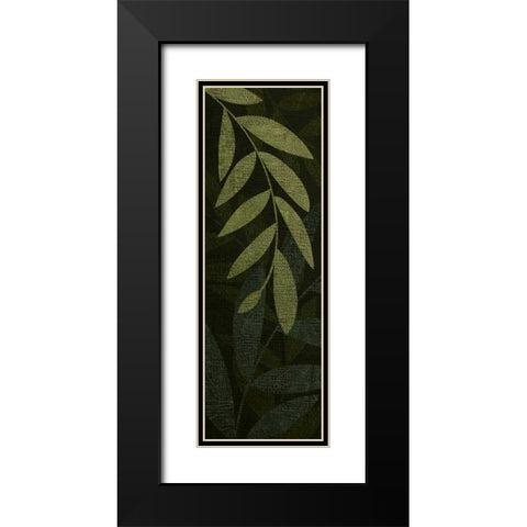 Dark Green Leaves Black Modern Wood Framed Art Print with Double Matting by Emery, Kristin