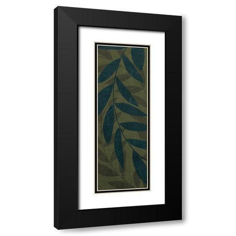 Medium Green Leaves Black Modern Wood Framed Art Print with Double Matting by Emery, Kristin