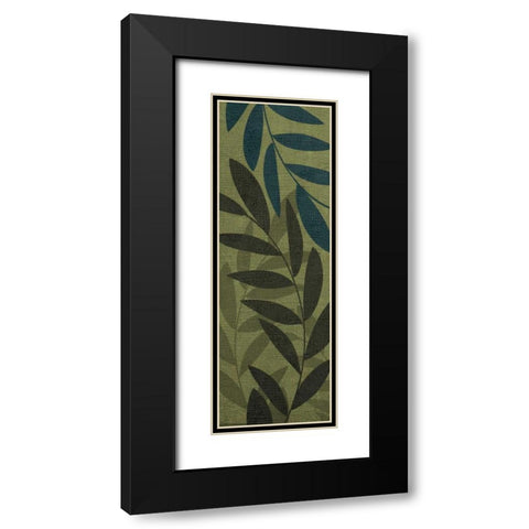 Light Green Leaves Black Modern Wood Framed Art Print with Double Matting by Emery, Kristin