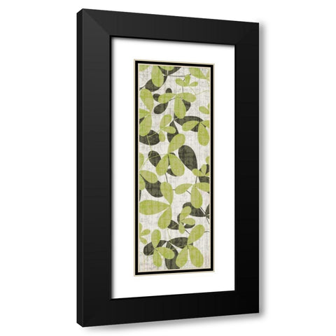 Cream Green Leaves Black Modern Wood Framed Art Print with Double Matting by Emery, Kristin