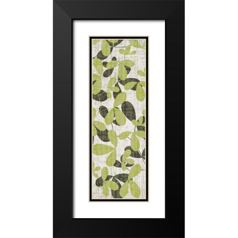 Cream Green Leaves Black Modern Wood Framed Art Print with Double Matting by Emery, Kristin