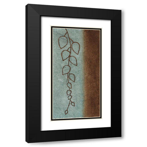 Blue and Brown Leaves II Black Modern Wood Framed Art Print with Double Matting by Emery, Kristin