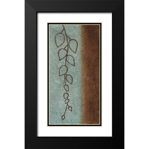 Blue and Brown Leaves II Black Modern Wood Framed Art Print with Double Matting by Emery, Kristin