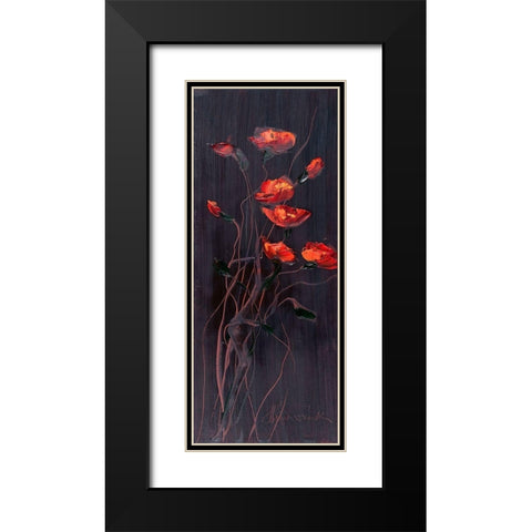 Poppies Trip1 Black Modern Wood Framed Art Print with Double Matting by Kruk